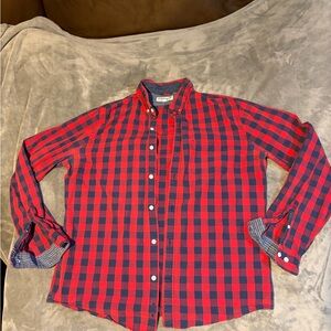 Express Red and Navy Plaid Men's Shirt